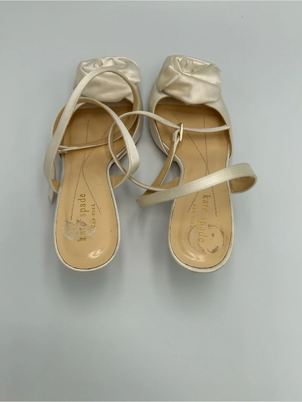 Kate Spade Satin Rosette Slingback Heels Rose Open Toe Size 5.5 B Silk